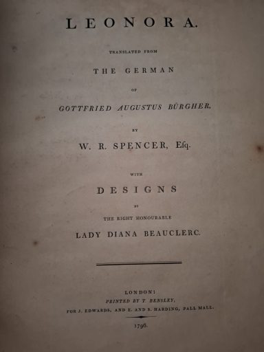 Título "Leonora" de W. R. Spencer, con diseños de la Sra. Maria Henriques.